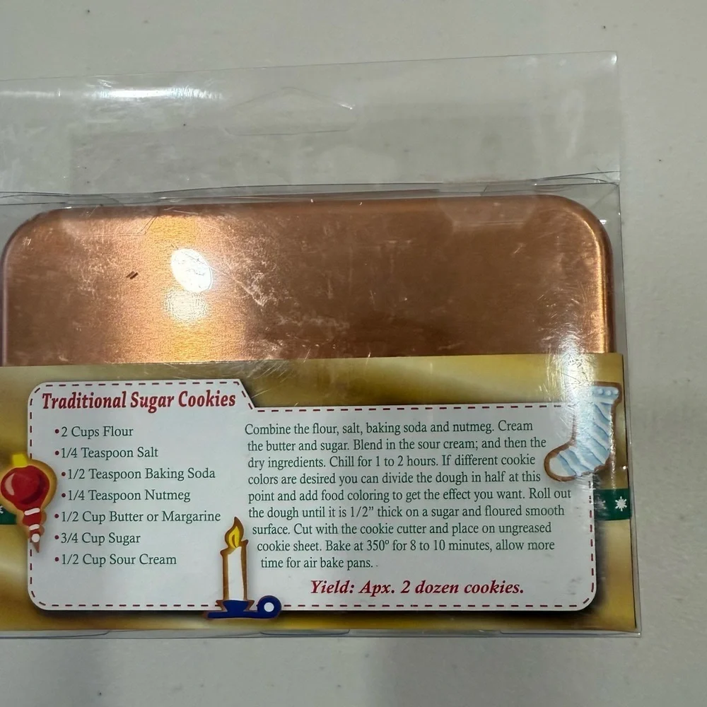 Christmas Tradition Copper Cookie Cutters Set 3 Tin - Stocking Candle Ornament